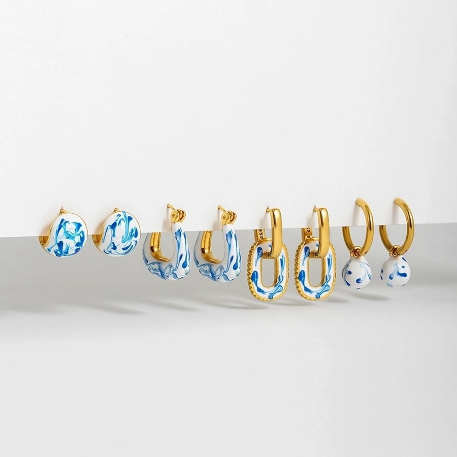 1 Pair Chinoiserie Classical Ink Painting Copper Drop Earrings