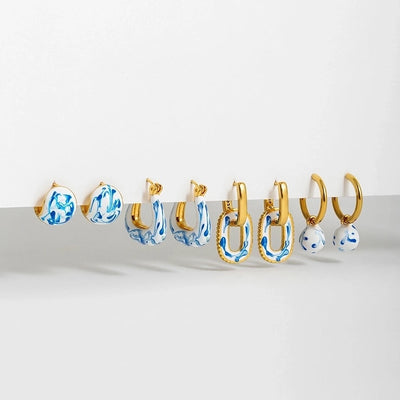 1 Pair Chinoiserie Classical Ink Painting Copper Drop Earrings