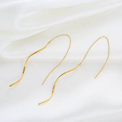 1 Pair Sweet Simple Style Classic Style Solid Color Plating 304 Stainless Steel 18K Gold Plated Ear line