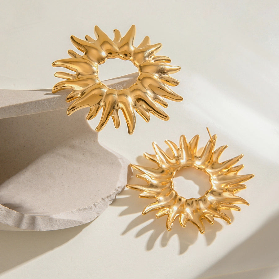 1 Pair Classic Style Sunflower 304 Stainless Steel Ear Studs