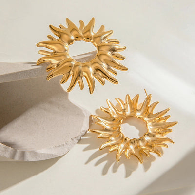 1 Pair Classic Style Sunflower 304 Stainless Steel Ear Studs