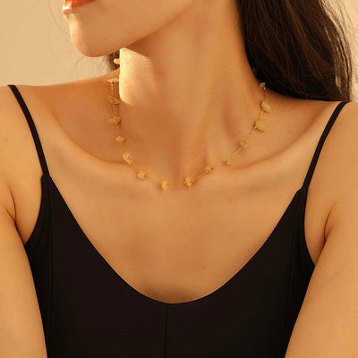 Europe and America  New Natural Stone Temperament Clavicle Necklace Bracelet Stainless Steel Non-Fading Light Luxury Jewelry Suit