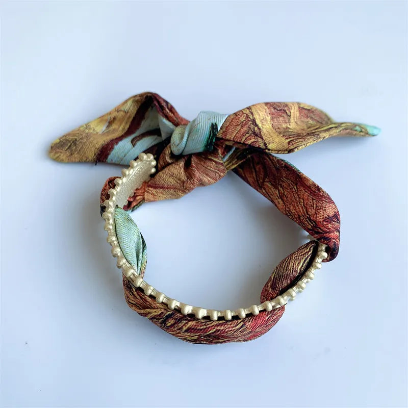 Silk Scarf Alloy Copper Flower Bangle