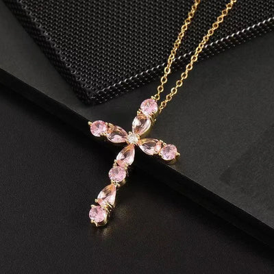 Stainless Steel 18K Gold Plated Simple Style Plating Inlay Cross Zircon