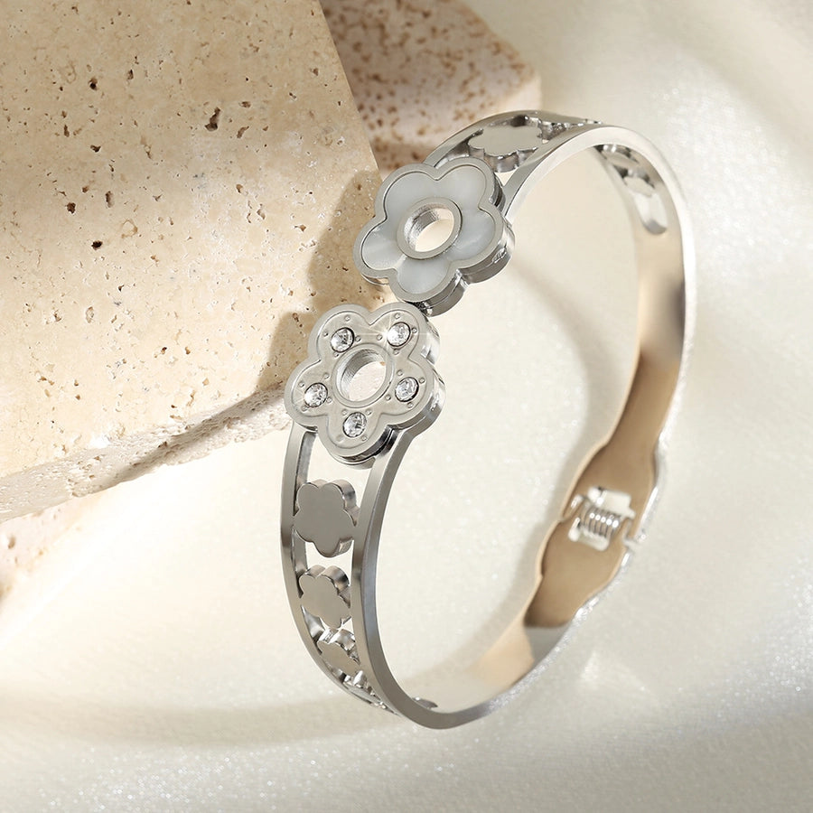 Casual Simple Style Streetwear Floral 304 Stainless Steel Stainless Steel Bracelets In Bulk