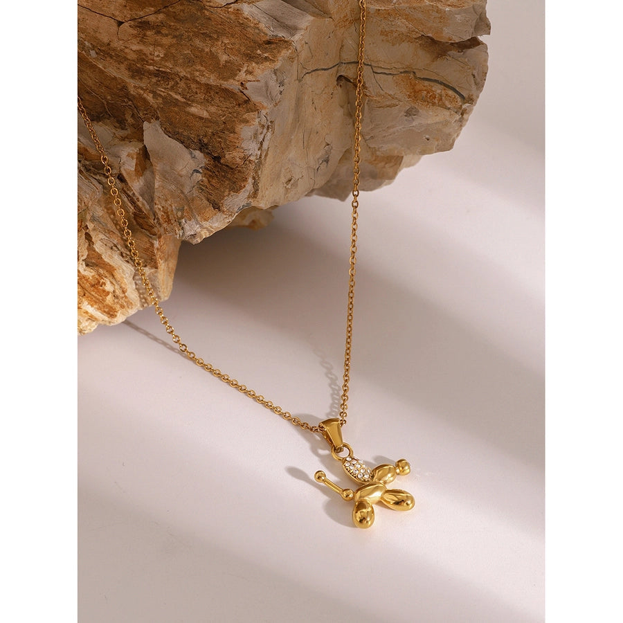 Jewelry Classic Style Balloon Dog Solid Color 304 Stainless Steel Pendant Necklace