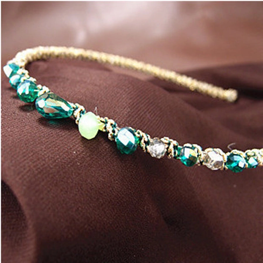 korean colorful flash irregular crystal around the wide side headband