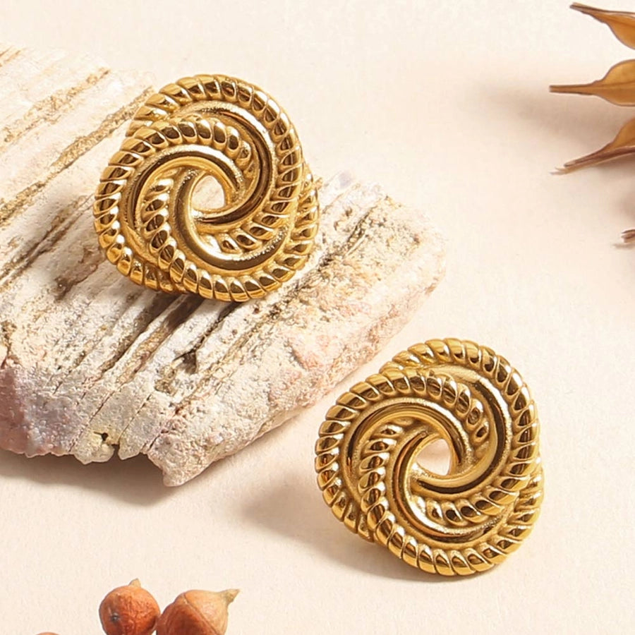 1 Pair Modern Style Simple Style Solid Color Spiral 304 Stainless Steel 18K Gold Plated Ear Studs