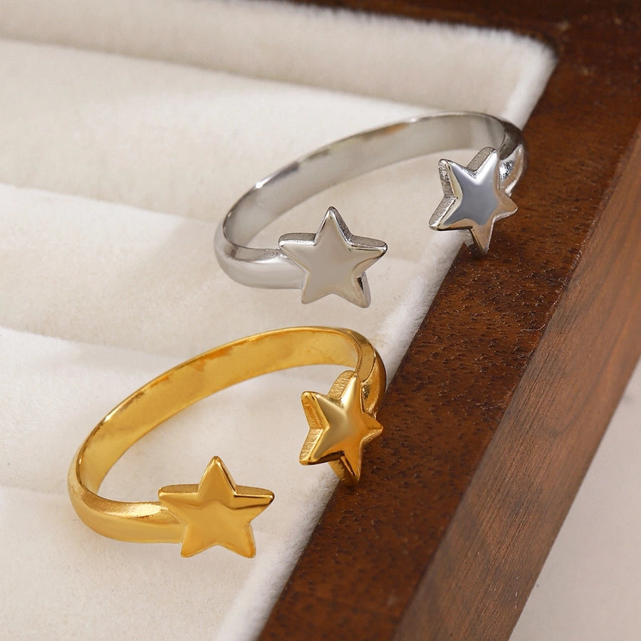 Jewelry Simple Style IG Style Star 304 Stainless Steel 18K Gold Plated Open Rings