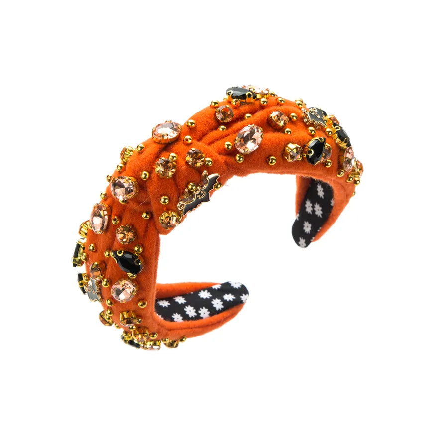 Halloween Classic Style Women's Pumpkin Bat Alloy Rhinestone Inlay Rhinestones Pearl Hair Band
