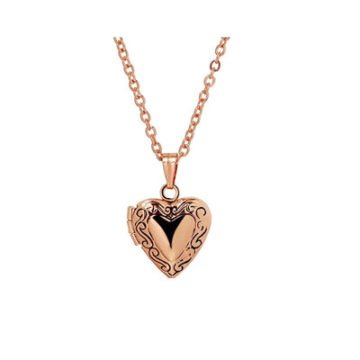 Copper K Gold Plated Rose Gold Plated Silver Plated Plating Heart Shape Locket Necklace
