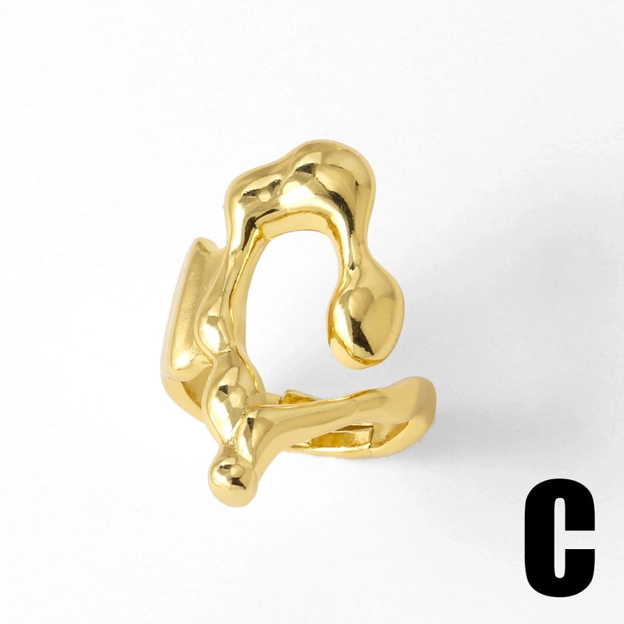 Copper 18K Gold Plated Plating Irregular Open Rings