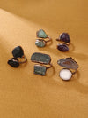 Gem Stone Copper Asymmetrical Inlay Geometric Gem Argyle Natural Stone Gem Crystal Open Rings