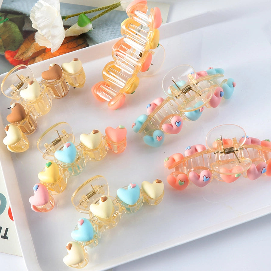 sweet heart shape plastic resin handmade hair claws 1 piece