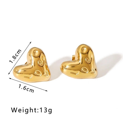 1 Pair Cute Love Heart Shape 304 Stainless Steel 18K Gold Plated Ear Studs