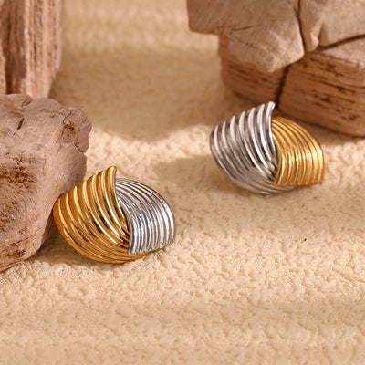 1 Pair Simple Style Geometric Mixed Metal 304 Stainless Steel 18K Gold Plated Ear Studs