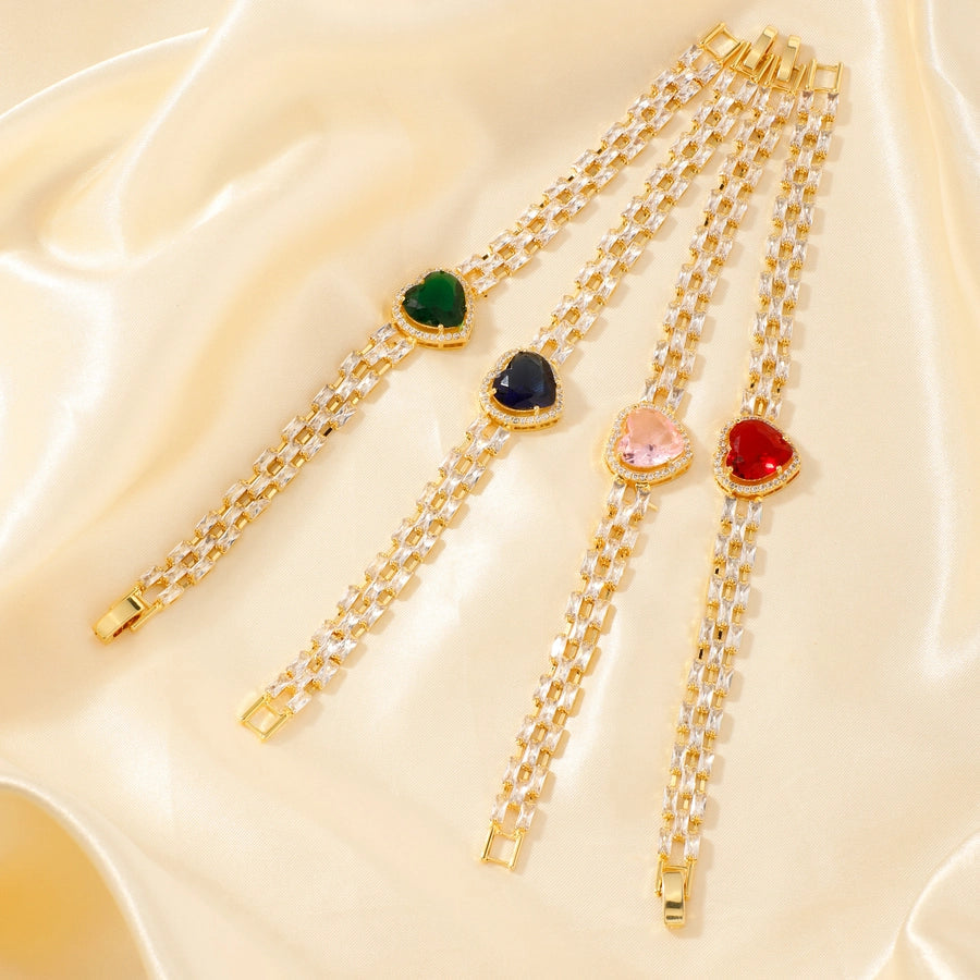 Copper K Gold Plated Inlay Water Droplets Zircon Bracelets