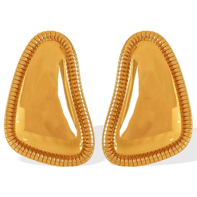 1 Pair IG Style Retro French Style Geometric Polishing Plating 304 Stainless Steel 18K Gold Plated Ear Studs