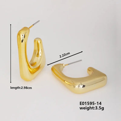 1 Pair Basic Classic Style Geometric Star Heart Shape Irregular CCB K Gold Plated Stud Earrings