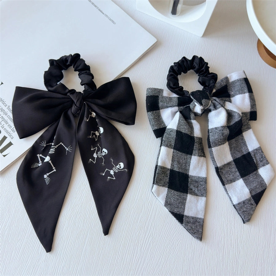 New Bow Long Ponytail Ribbon Large Intestine Hair Ring   Hot Sale Skull Hair Ring Hair Rope