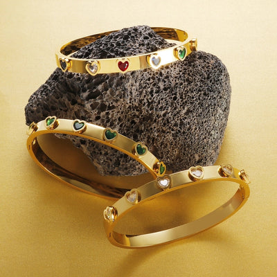 Elegant Heart Shape Titanium Steel Bangle In Bulk