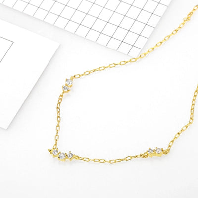 Copper 18K Gold Plated Inlay Solid Color Zircon Necklace