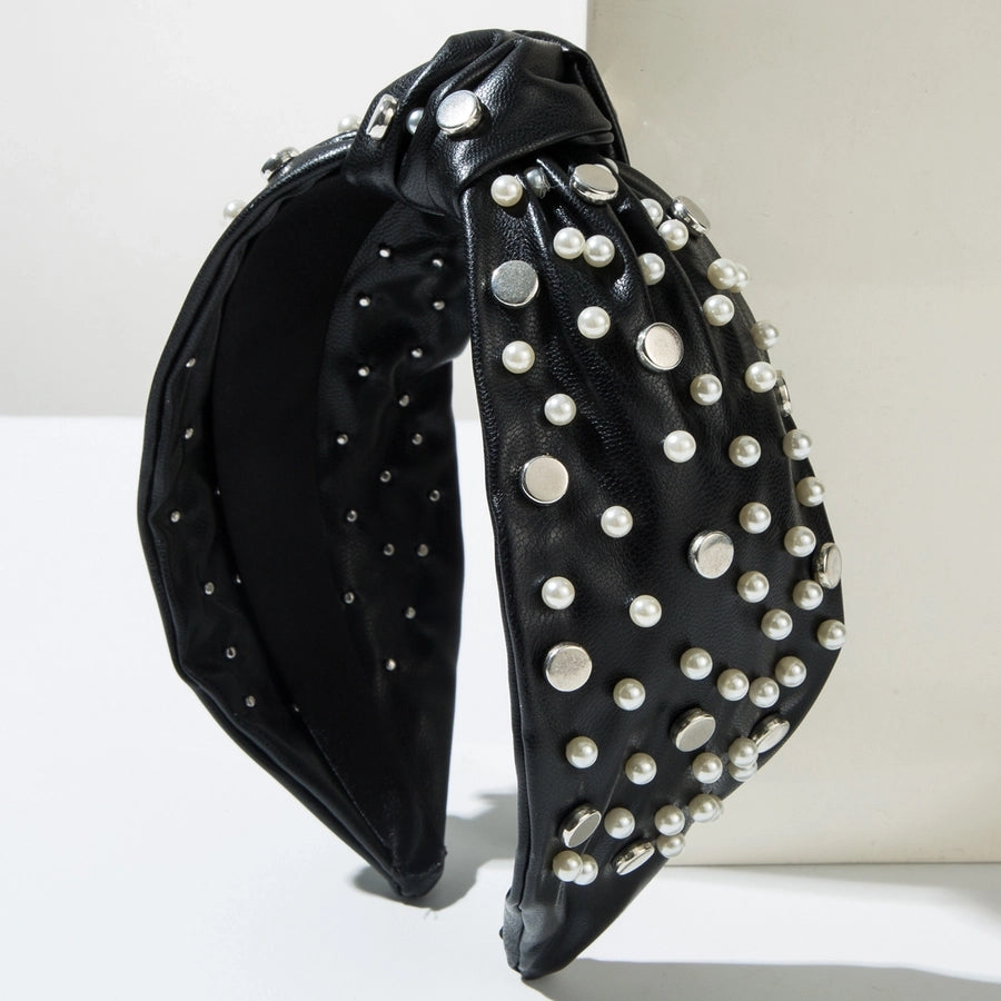 Women's Hip-Hop Punk Solid Color Pu Leather Alloy  Hair Band