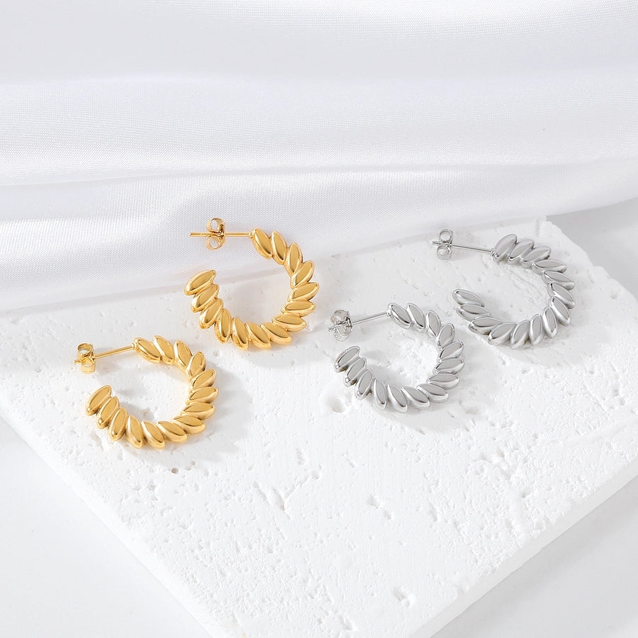 1 Pair Elegant C Shape 316 Stainless Steel  18K Gold Plated Ear Studs