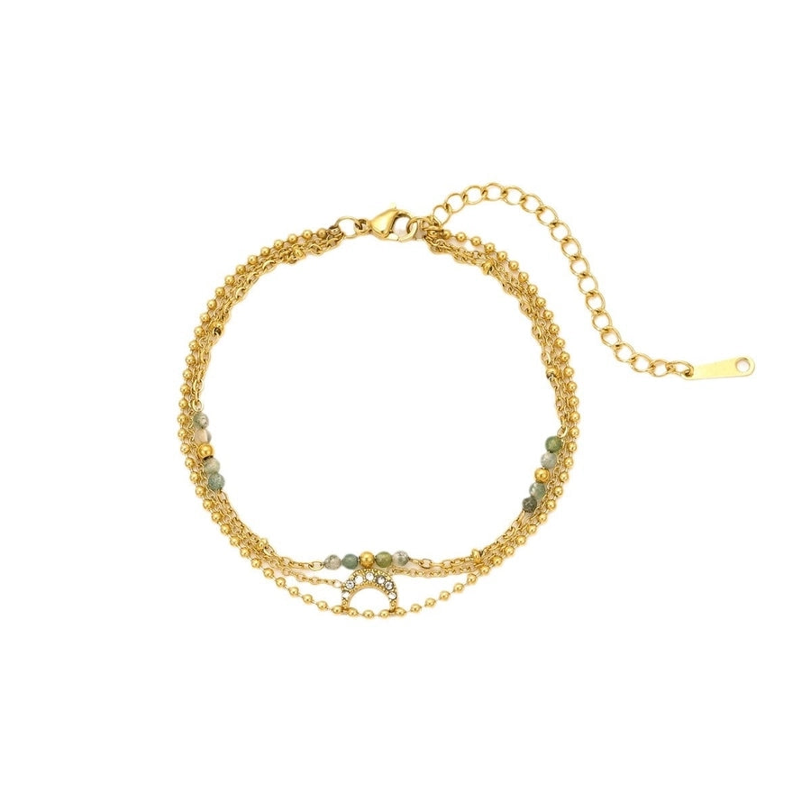IG Style Moon 304 Stainless Steel 18K Gold Plated Zircon ball chain cable chain Bracelets In Bulk