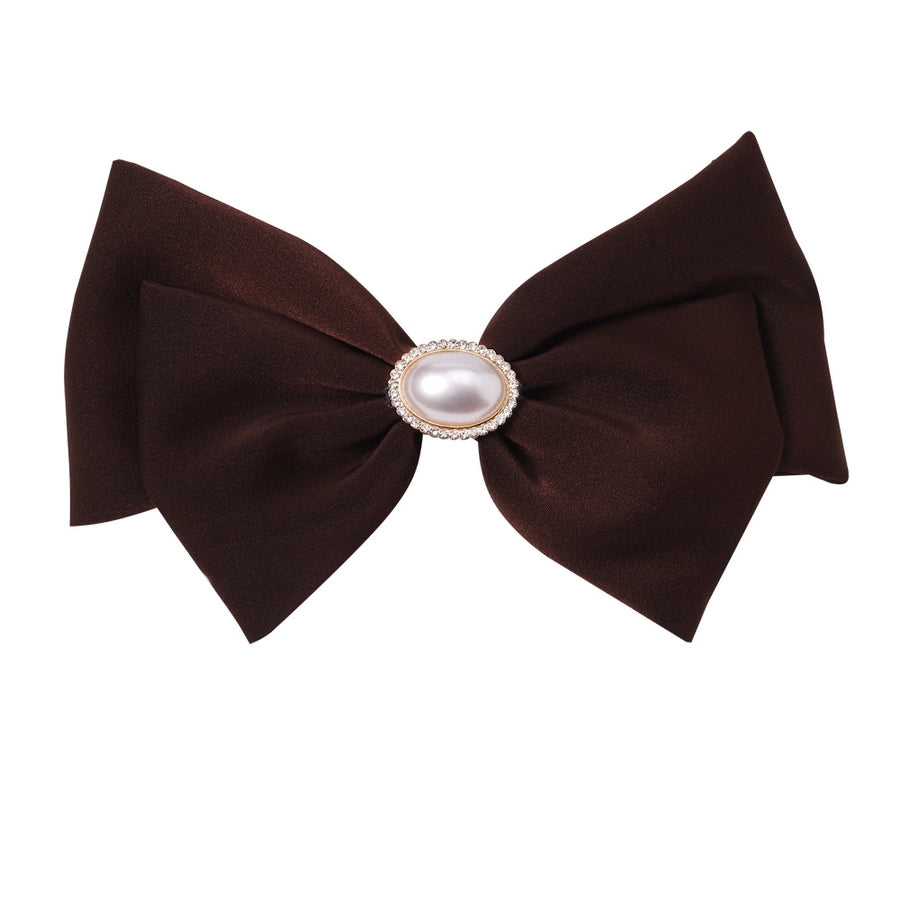 Women's Simple Style Classic Style Bow Knot Cloth Inlay Pearl Hair Clip