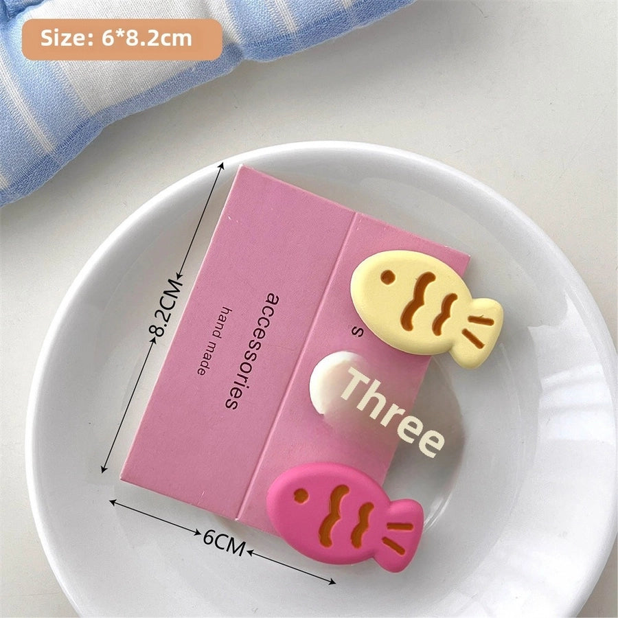 Candy Color Snapper Burned Hair Clip  Sweet Girl's Heart Cute Fish Bangs Clip Student  Hairpin Hair Accessories