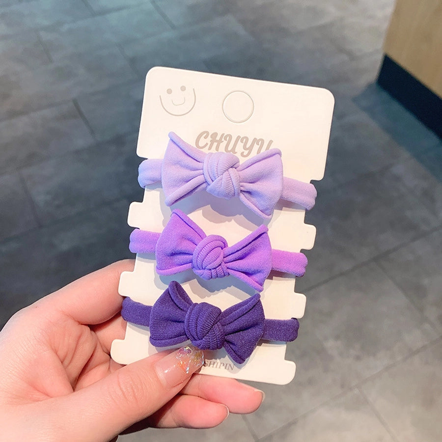 cute rainbow fluorescent solid color bow tie ponytail head rope set