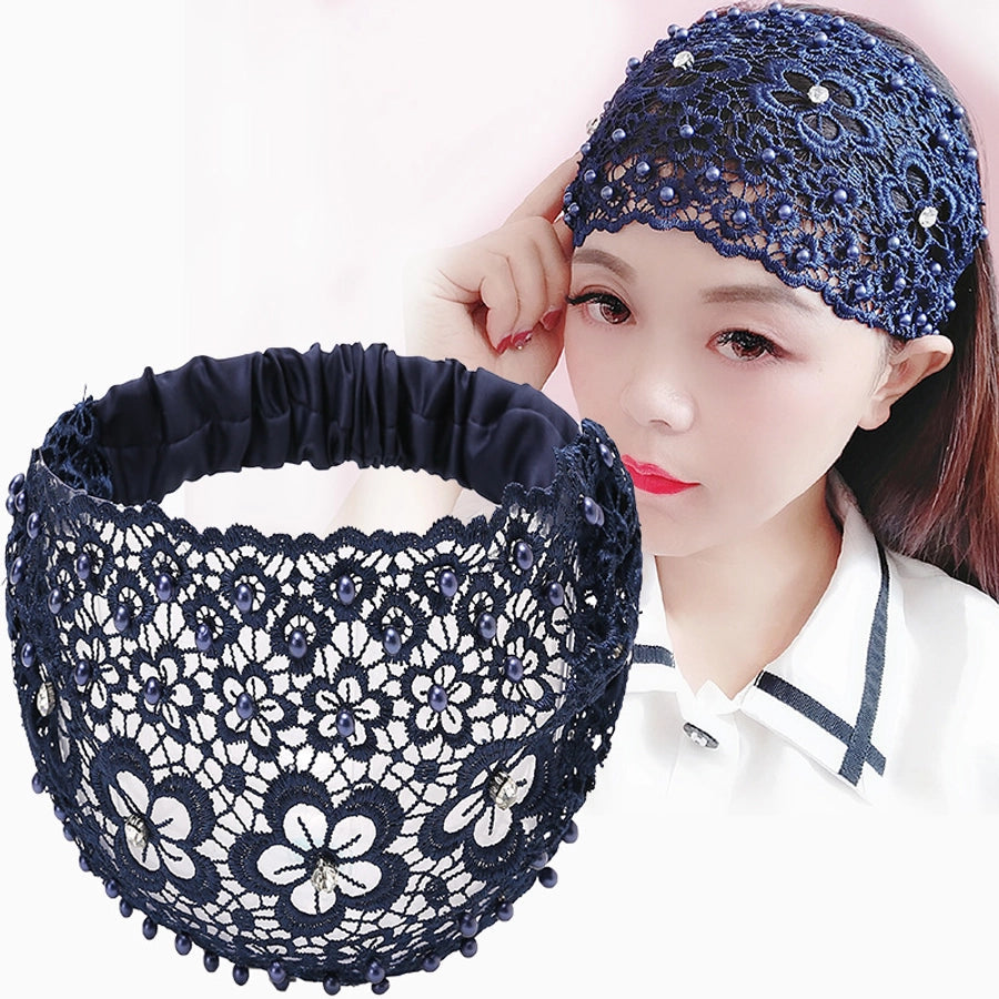 Pearl Hair Band Wide-brimmed Thin Hollow-out Hair Band Hair Clip White Hair Covering Headdress Hat Broken Hair Headband Headband for Women