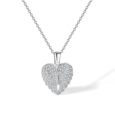 Jewelry Casual Elegant Heart Shape Wings 304 Stainless Steel Copper Zircon Pendant Necklace