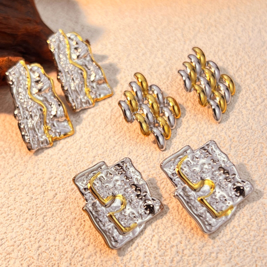 1 Pair Retro Classic Style Color Block Mixed Metal Plating 304 Stainless Steel 18K Gold Plated Ear Studs