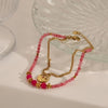 Bohemian Simple Style Commute Geometric 304 Stainless Steel 18K Gold Plated Natural Stone Zircon Bracelets In Bulk