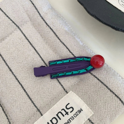 Simple Red Bean Metal Barrettes Advanced Retro Easy Matching BB Clip Elegant Girl Side Bang Clip Duckbill Clip