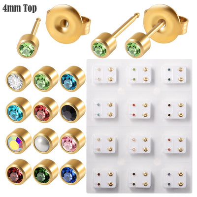 1 Piece Casual Classic Style Solid Color Plating 304 Stainless Steel Zircon 24K Gold Plated Stainless Steel Earrings