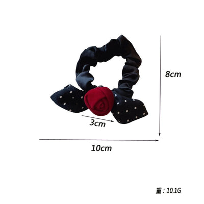 Women's Classic Style Polka Dots Bow Knot Cloth Flannel Printing Hair Tie
