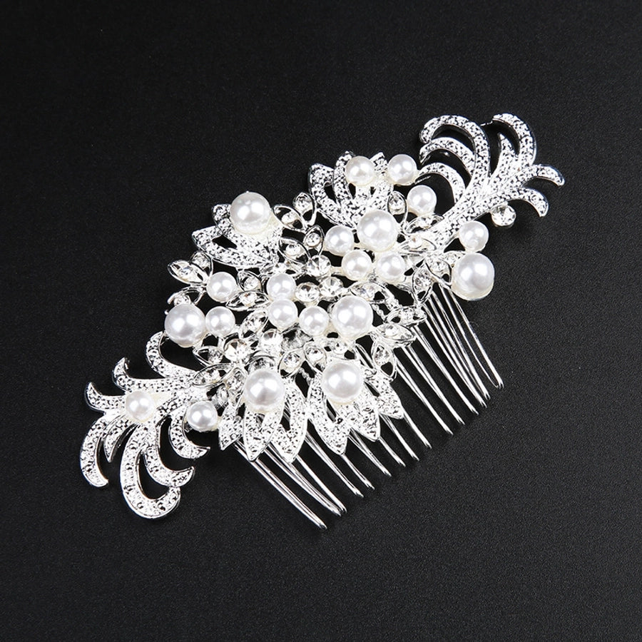 Alloy white rhinestone hair comb clip International station Hot Pearl Flower  bridal headdress hair accessories bridal accessories