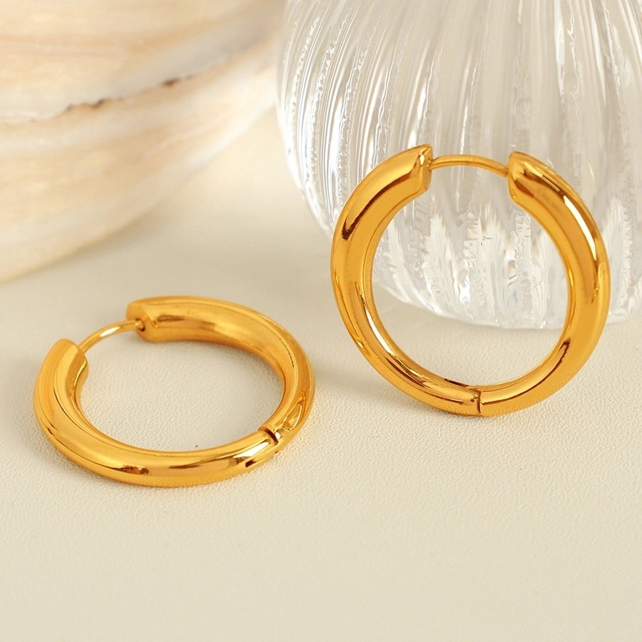 1 Pair IG Style Elegant Simple Style U Shape Round Polishing Plating 304 Stainless Steel 18K Gold Plated Earrings
