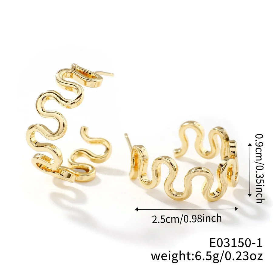 1 Pair Glam Luxurious Korean Style Geometric Inlay Copper Zircon K Gold Plated Ear clip