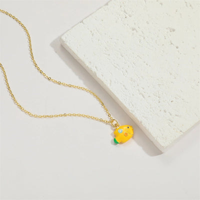 Copper 14K Gold Plated Cartoon Mushroom Pendant Necklace