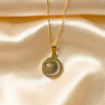 Jewelry Casual Simple Style Geometric Moon 304 Stainless Steel Rhinestones Plating Pendant Necklace