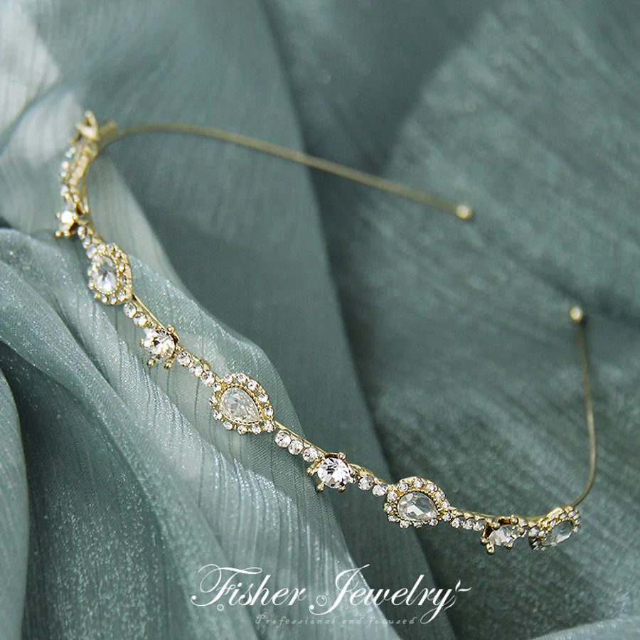 fashion flower alloy inlay artificial pearls rhinestones hair band 1 piece