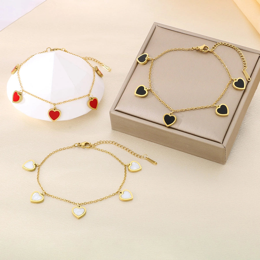 Simple Style Heart Shape 304 Stainless Steel 18K Gold Plated Bracelets In Bulk