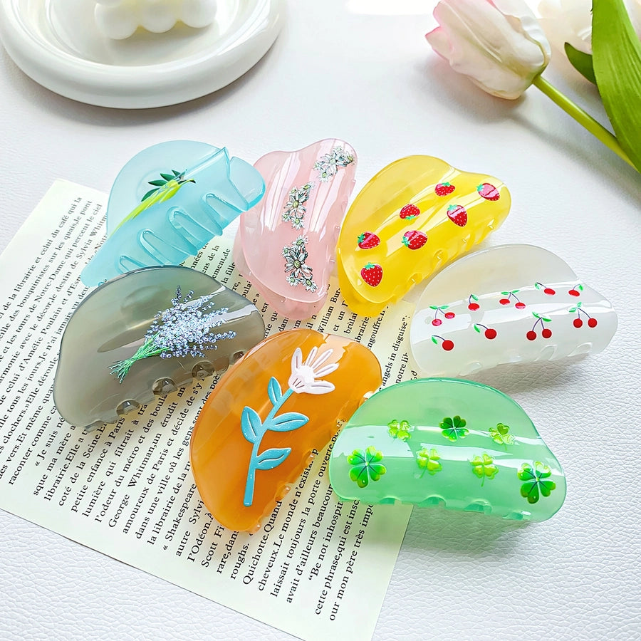 simple style fruit arylic handmade hair claws