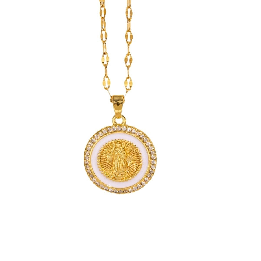 Copper Plating Geometric Virgin Mary Pendant Necklace