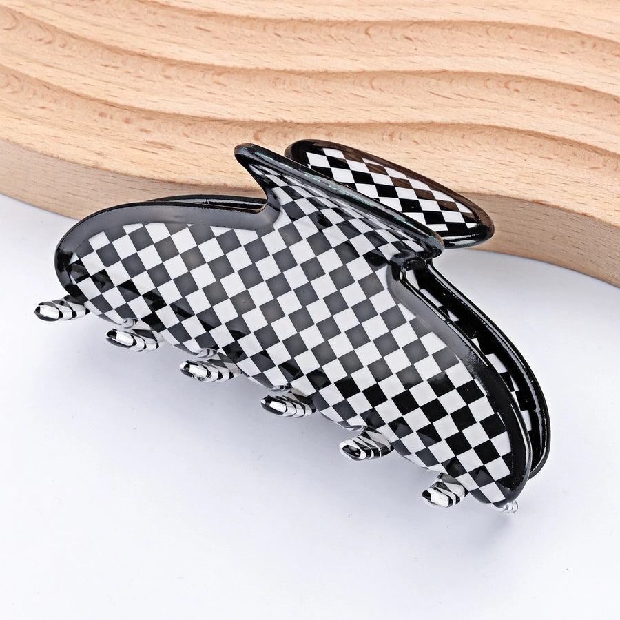 simple style checkered acetic acid sheets hair claws 1 piece