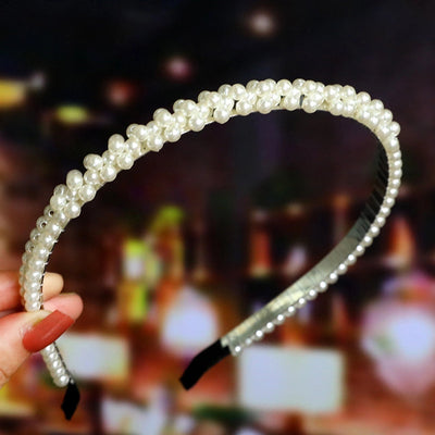 women's fashion waves alloy inlay artificial pearls headwear